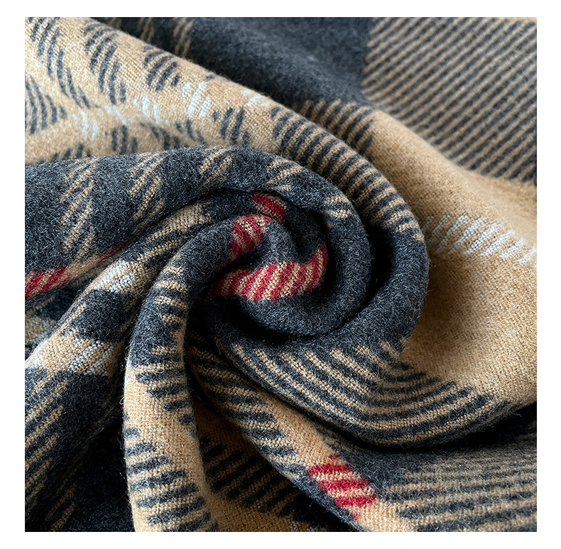Sciarpa calda da uomo in lana spessa autunno inverno, semplice e alla moda scialle in cashmere in stile britannico_voghion.com