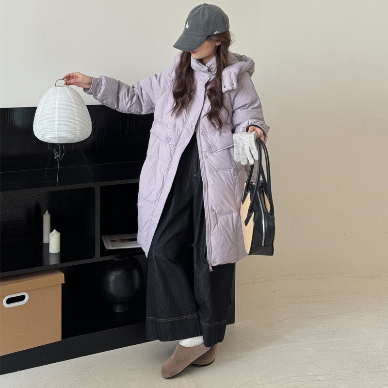 Capa de algodón de comercio exterior mediano largo 2025, nueva chaqueta de plumón coreana para mujeres suelta y gruesa chaqueta de algodón de invierno image 3