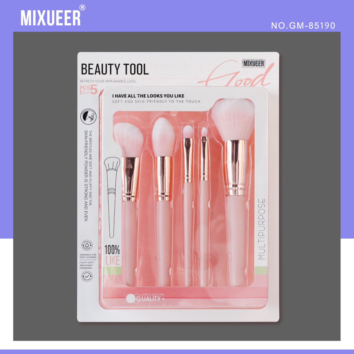 化妆刷粉色腮红散粉化妆刷套装便携式套装单支两件套五件套批发