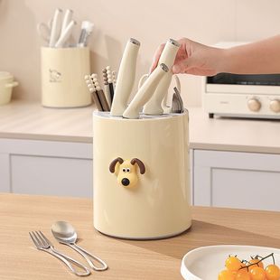 Rotating Knife Holder Storage Rack Multifunctional Chopstick Holder Kitchen Countertop Storage Knife Holder Chopstick Cage Integrated Storage Box Drainer