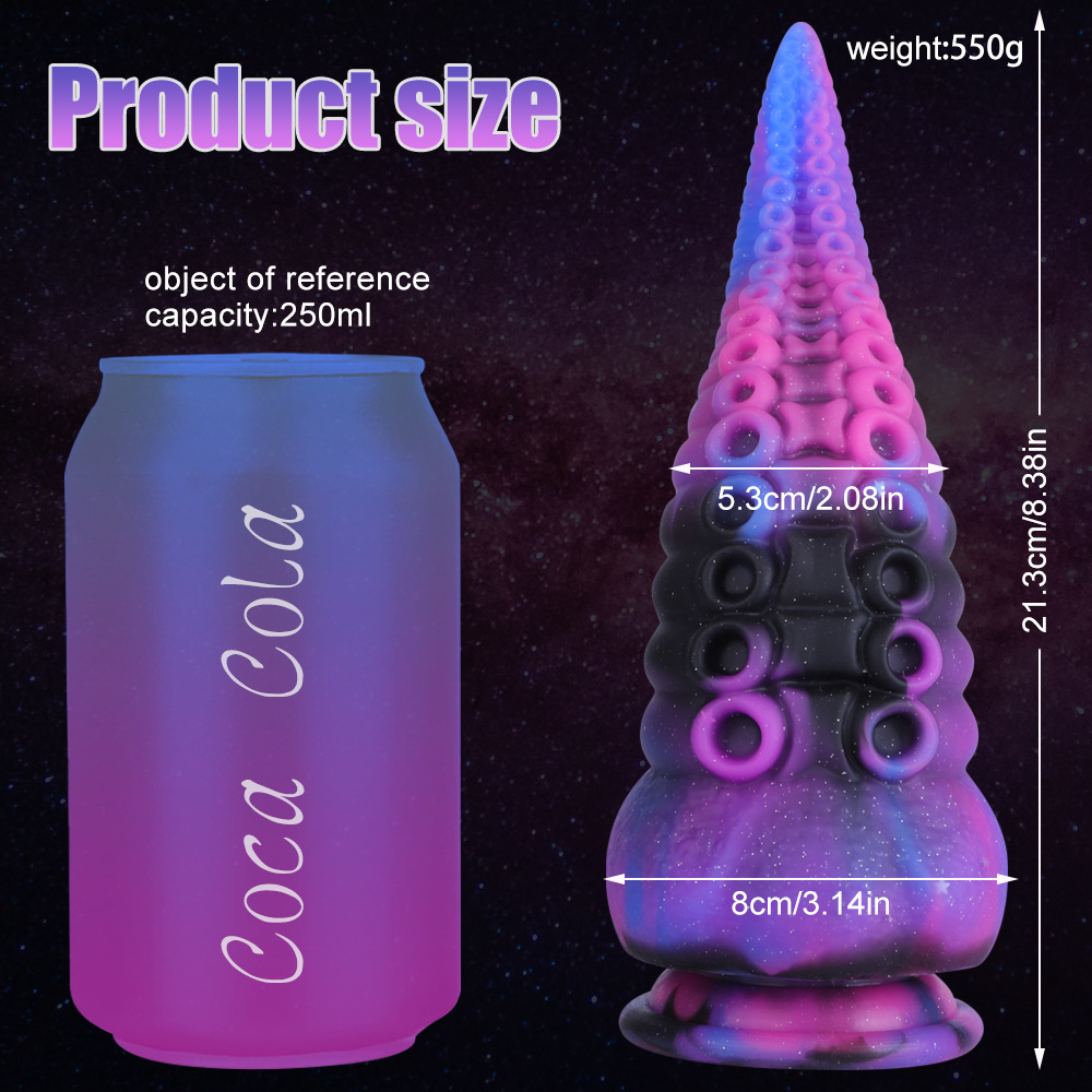 Cielo estrellado color mezclado en forma de pene de silicona platino gran pene en forma de simulación anal plug falso pene suministros femeninos