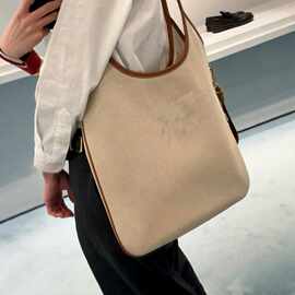 新款春夏hobo托特包购物袋tote腋下牛皮包帆布单肩手提包通勤包