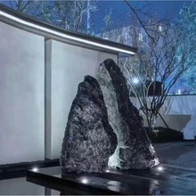 厂家批发天然黑山石枯山水加工庭院假山石供应驳岸造自然石太湖石