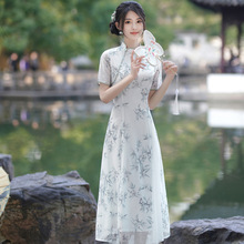 妈妈修身旗袍年轻款新款加厚气质中国风女装民国复古改良修身连衣