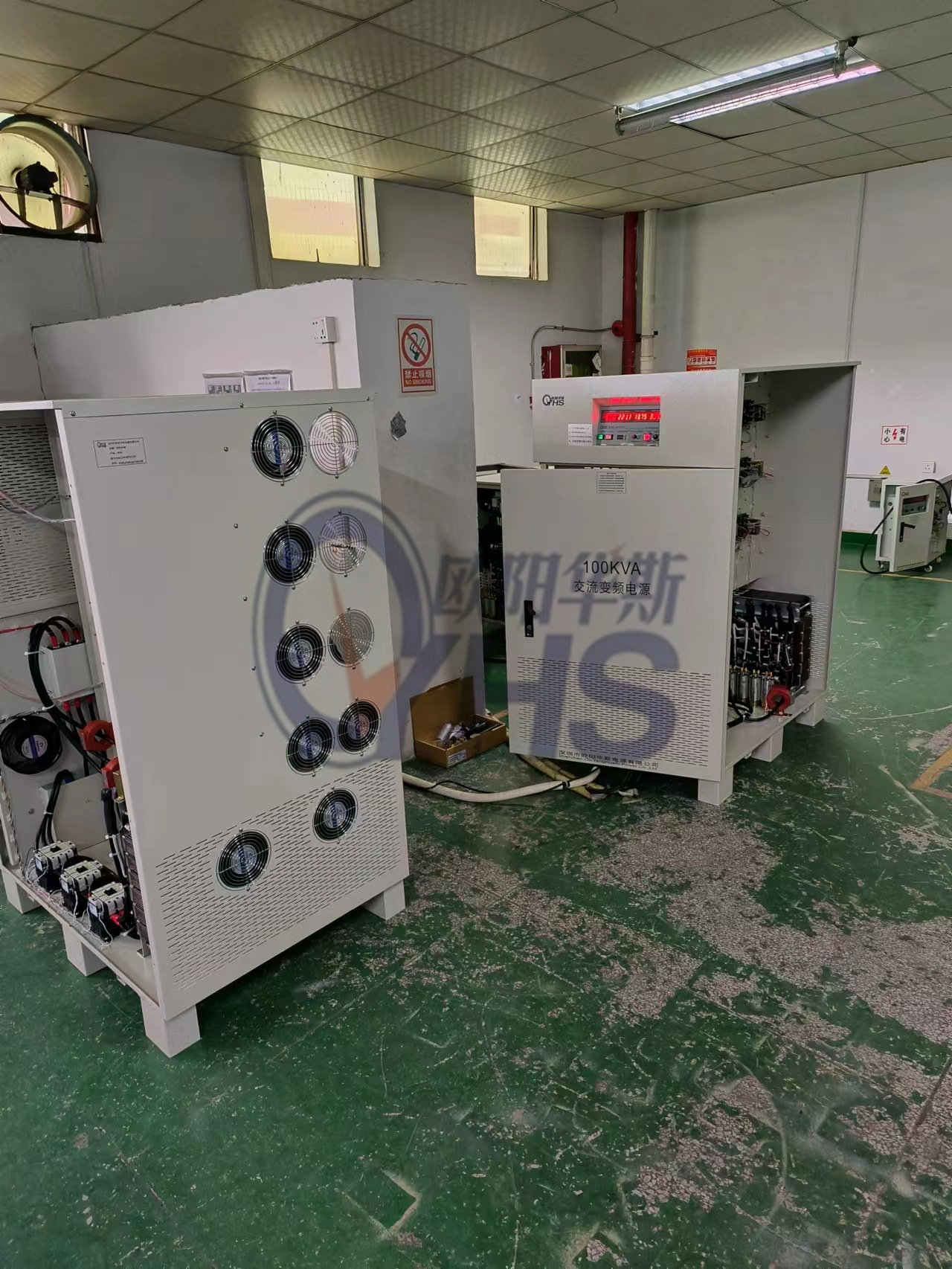欧阳华斯三相100KVA变频电源，输出460V 60HZ，测试出口设备