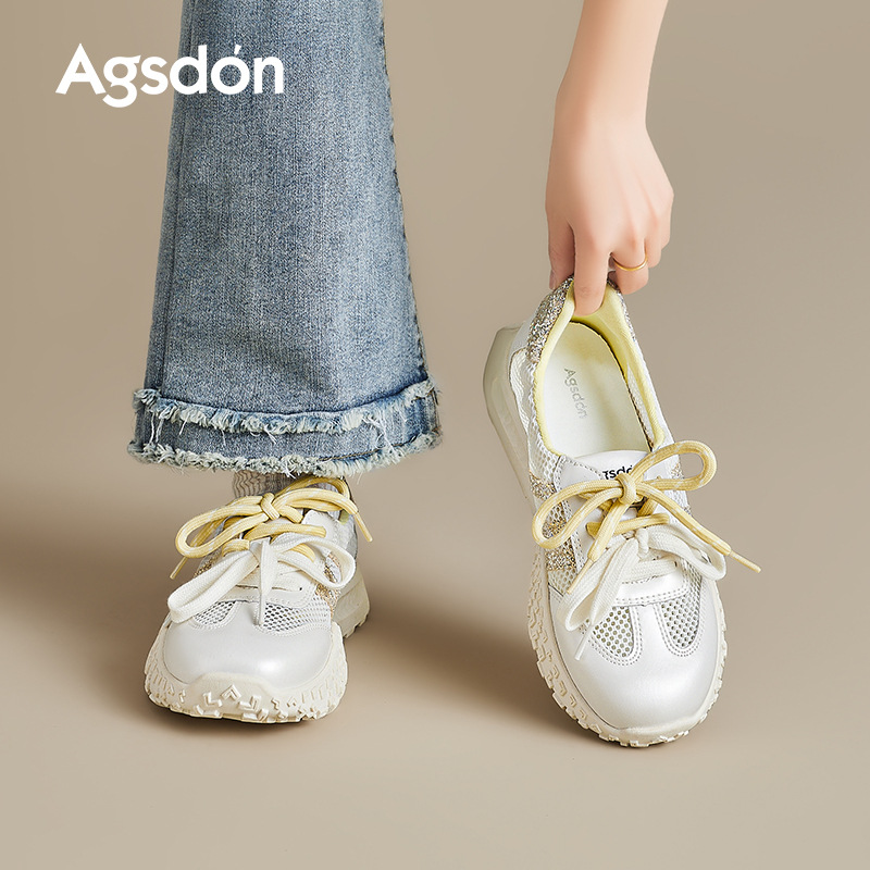 Augustion Little White Shoes Mujer 2025 Nuevo verano delgado malla hueca Forrest zapatos de entrenamiento zapatillas de suela gruesa