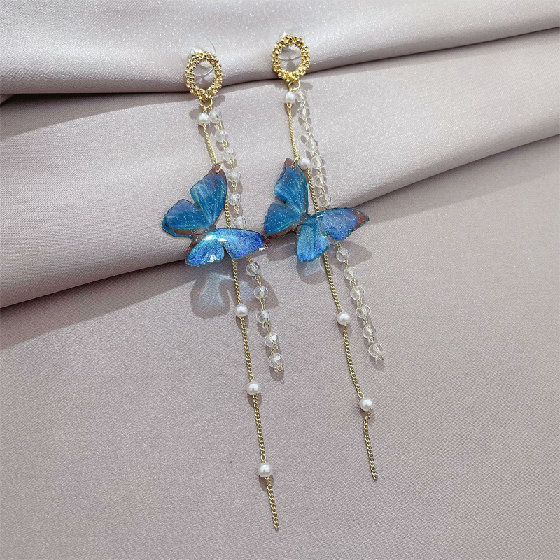 Jewelry Blue Transparent Bow Earrings Long Fashion Acrylic Earrings display picture 5