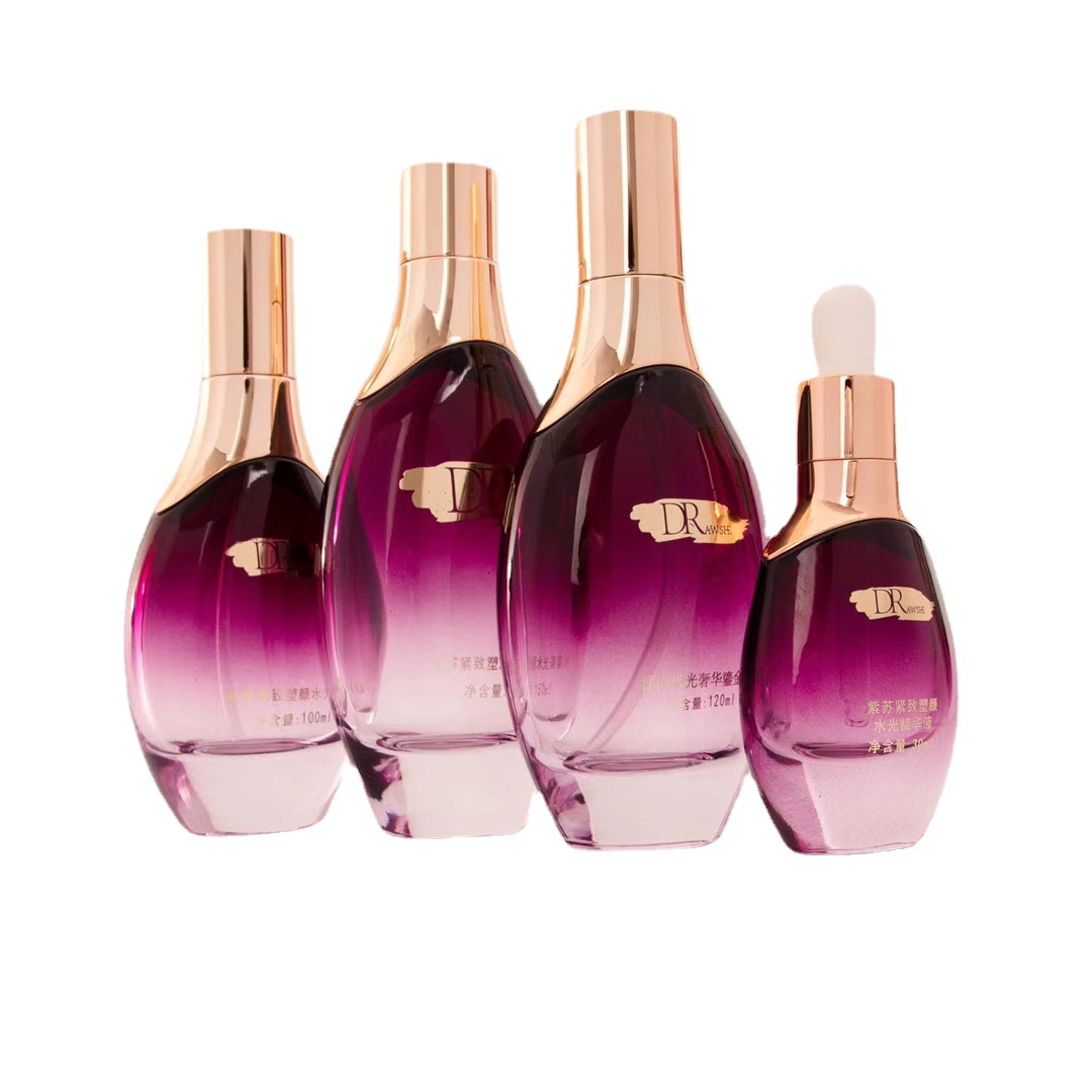 En stock botella de vidrio de traje de spray 30ml-150ml loción de prensa esencia 20g crema cosméticos sub-botella