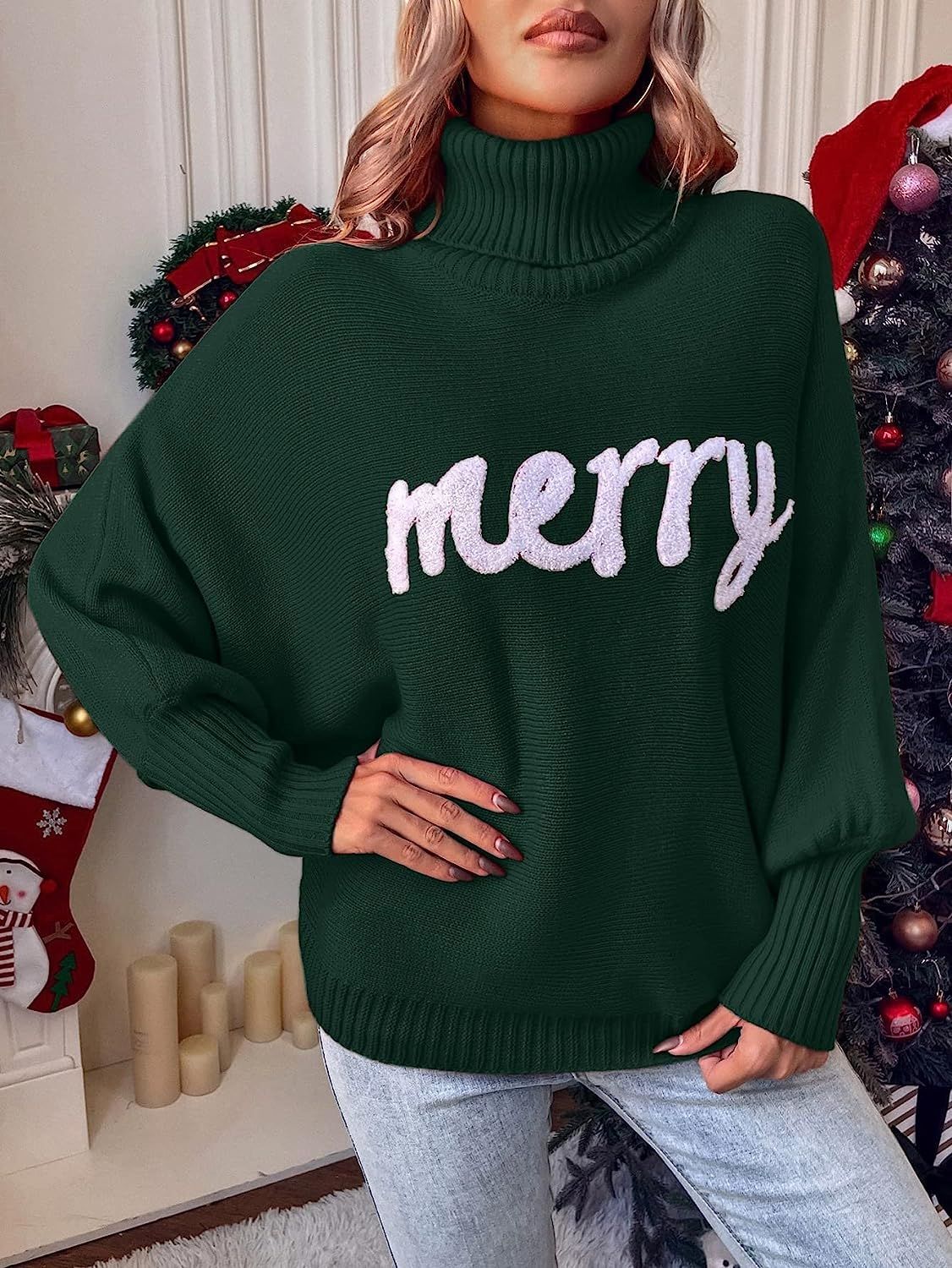 350g Weight Long Sleeve Sleeve Length Pullovers Placket Type Batwing Sleeve Sleeve Type Polyester, Polyacrylonitrile Fiber Fabric Type Long Top Length Sweater Tops Type Daily Occasion Turtleneck Neckline Loose Fit Type Christmas Festival Letter Pattern Winter, Autumn Season Women's Gender Embroidery Design Streetwear Style Wholesale Women's Streetwear Letter Long Sleeve Embroidery Sweaters & Cardigans 28