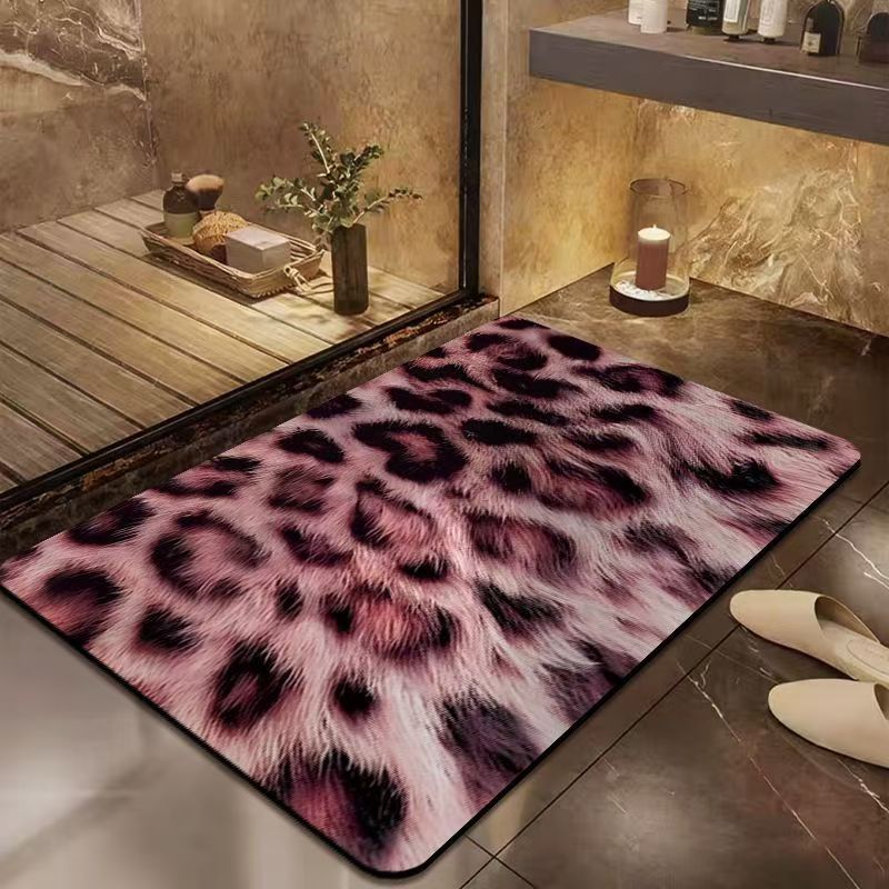 Leopard Print Diatomaceous Earth Bathroom Mat Non-slip Quick-dry_voghion.com