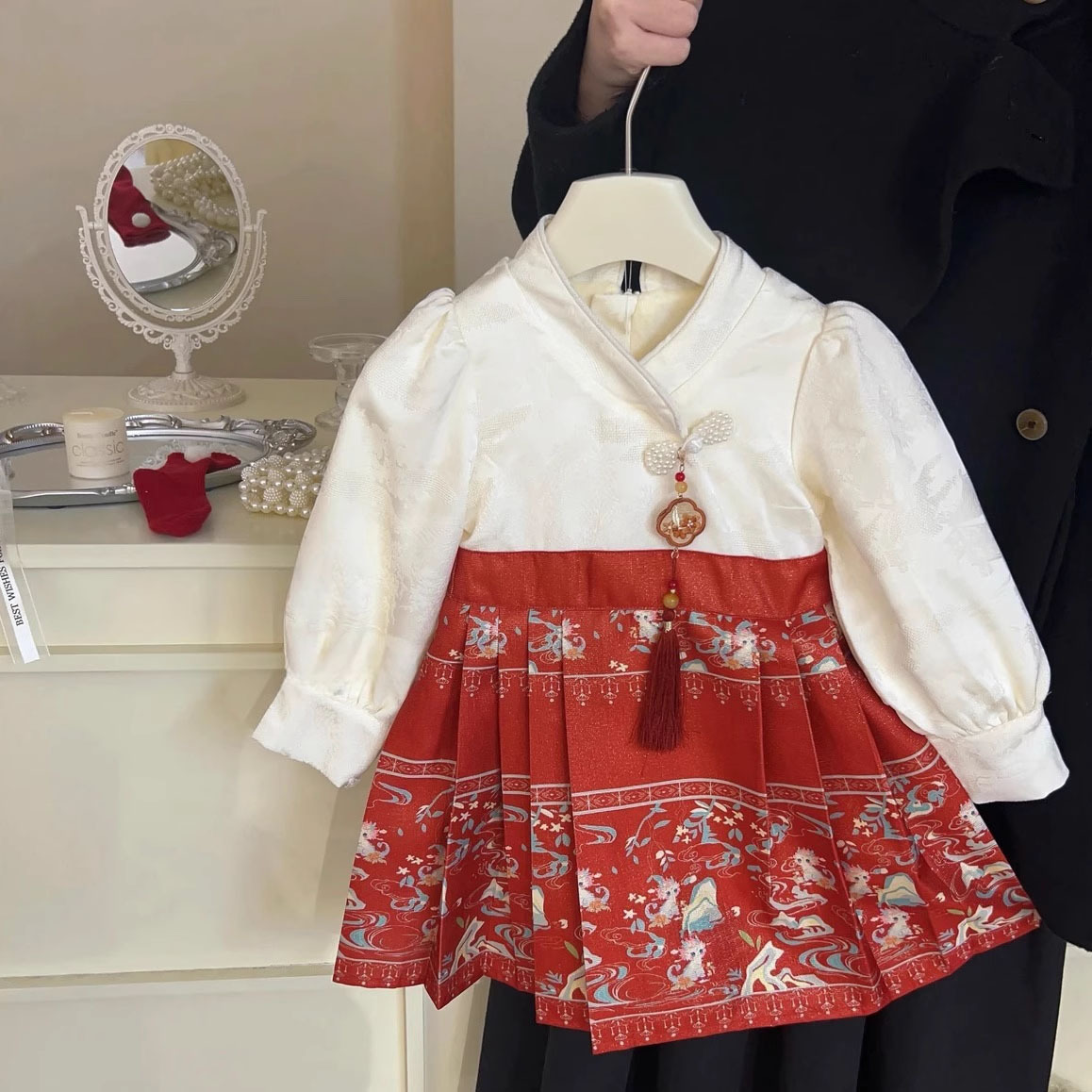 Falda de cara de caballo para niñas, vestido de año nuevo, modelos de otoño e invierno para bebés femeninos image 1