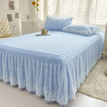 乳胶凉席床裙款夏季可水洗折叠公主风花边家用冰丝空调席子三透气