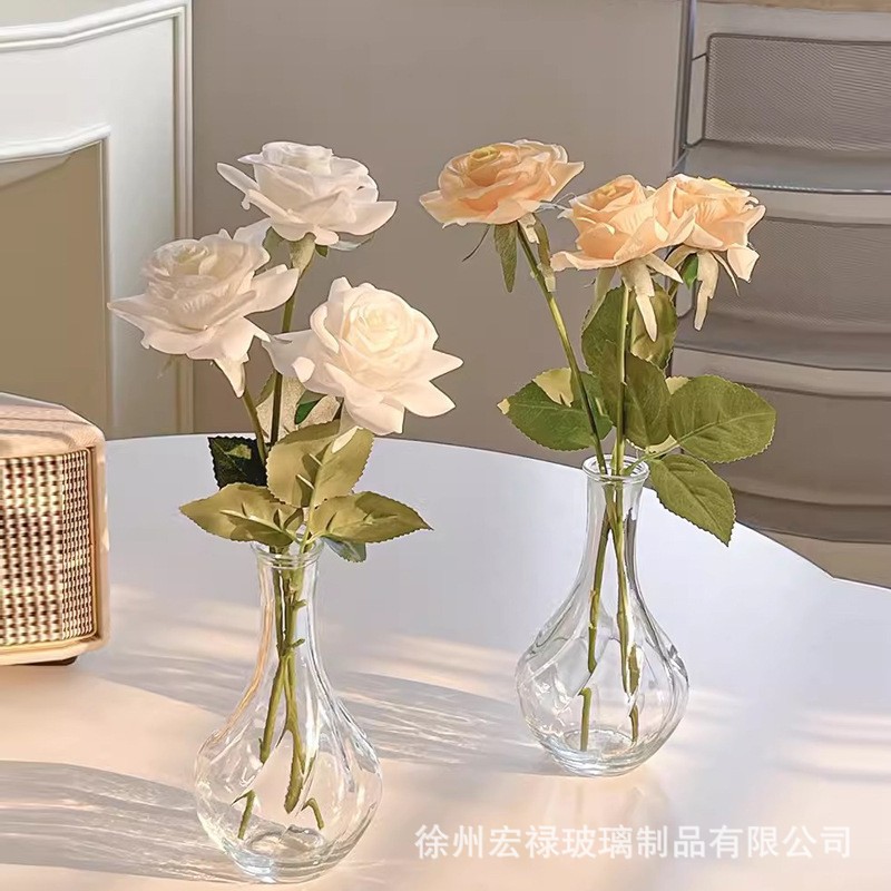 인스타 감성 미니 유리 꽃병 수경식물 사무실 장식 데스크탑 투명 꽃꽂이 용기 홈 데코레이션