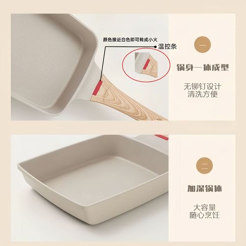 Home Temperature Sensing Japanese Tamagoyaki Non-stick Pan for Eggs, Frying, Scrambled Eggs, Square Beef Steak, Mafanstone Breakfast Flat Pan