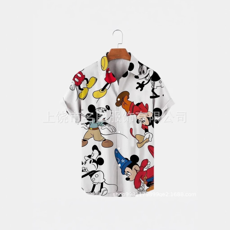New Summer Fashion Mickey Cartoon Printed Short Sleeve Shirt Loose Casual