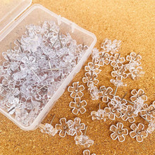 创意跨境工字钉照片墙软木板塑料钉按钉摁钉装饰透明梅花花朵图钉