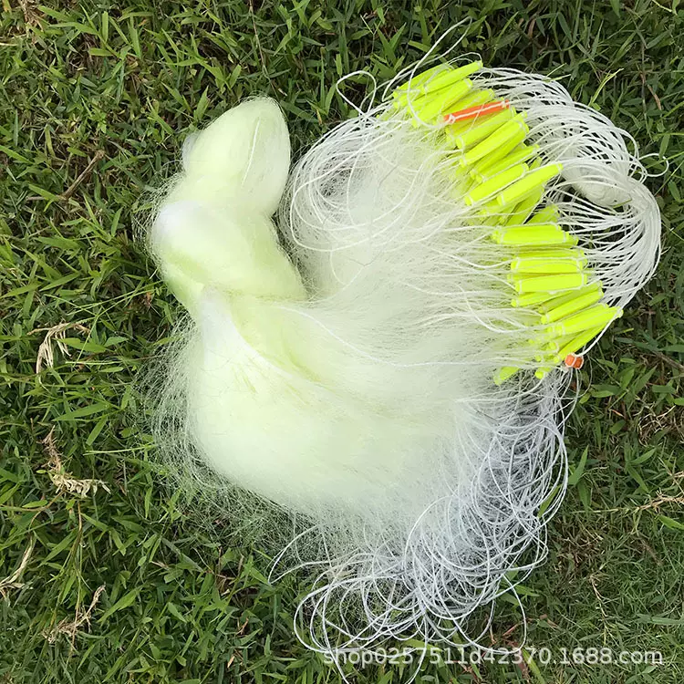 工厂批发三层渔网黄丝粘网沾网鲫鱼网 水库海网黄网沉网渔网水库