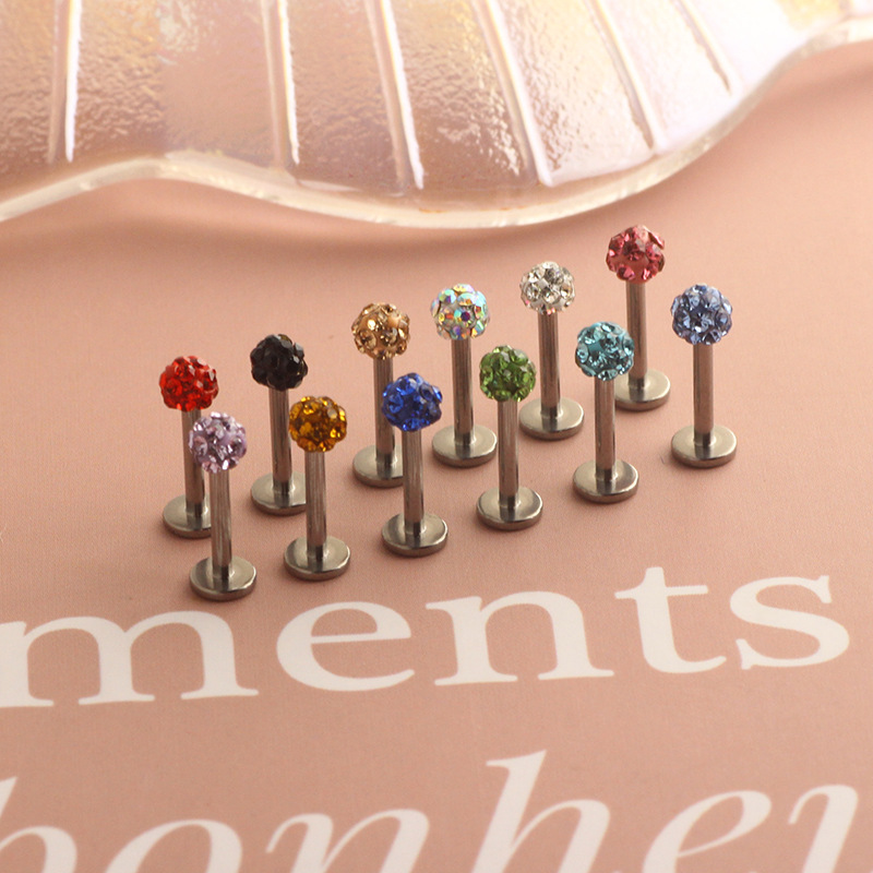 G23 Titanium Lip Stud 8mm Ball Flat Bottom Rod Earrings Body Piercing Jewelry detail image 11