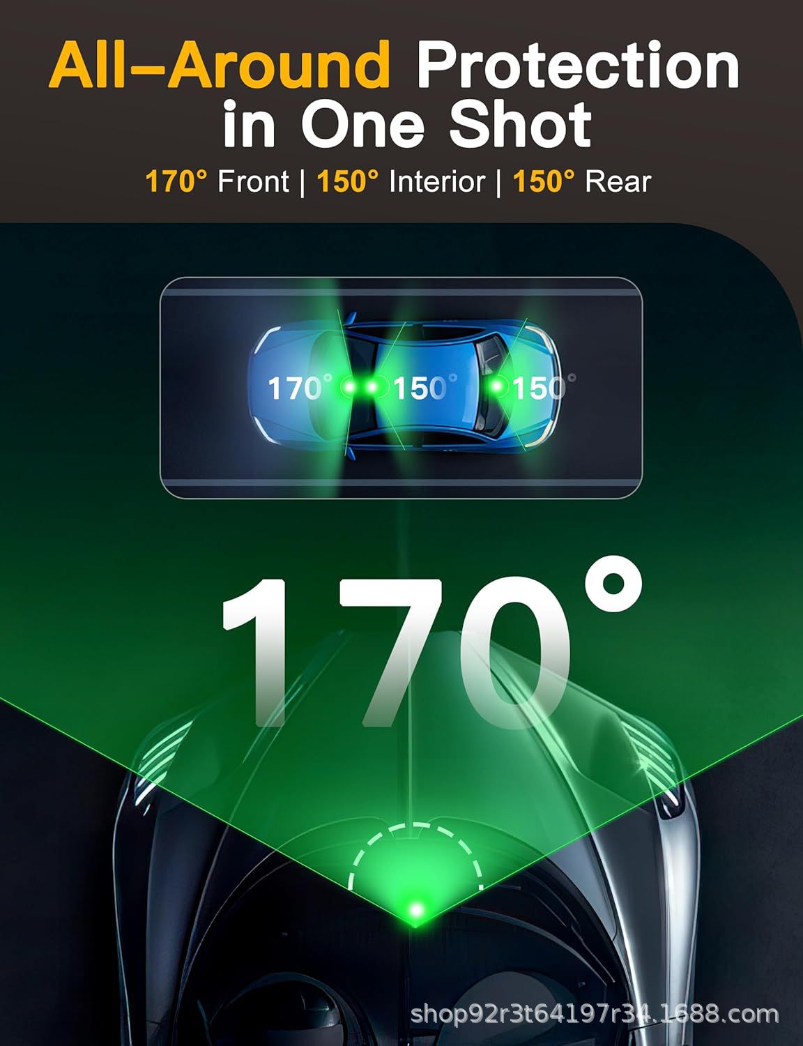 2.5K triple-lens dash cam, recording simultaneously on three channels, high-definition night vision, wide-angle, and high-definition recording