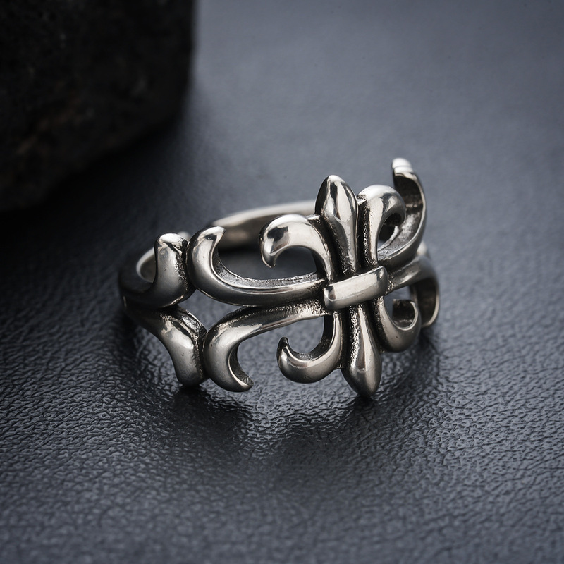 Vintage Distressed Cross Open Ring, Niche Design, Versatile Personality Ring, Trendy Hip-Hop European and American Style Jewelry