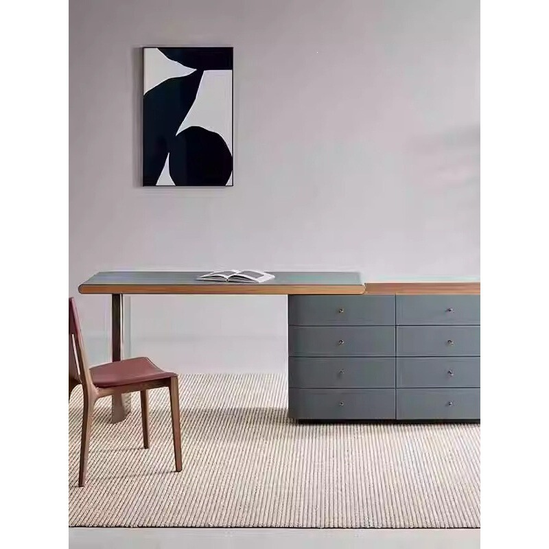 Ber829 Desk Italian-Style Minimalist Desk and Bookshelf Combo Modern Simple Light Luxury Office High-End Designer Desk