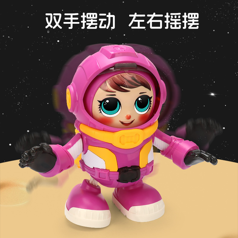Transfronterizos eléctricos divertidos bailar conejos espaciales música luces oscilantes pequeñas muñecas eléctricas muñecas juguetes para niños mayoristas