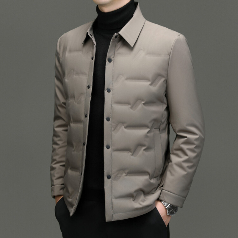 도매 다운 재킷 화이트 오리 다운 남성 의류 경량 코트 2025 겨울 새 스타일 옷깃 셔츠 재킷 캐주얼 따뜻한
