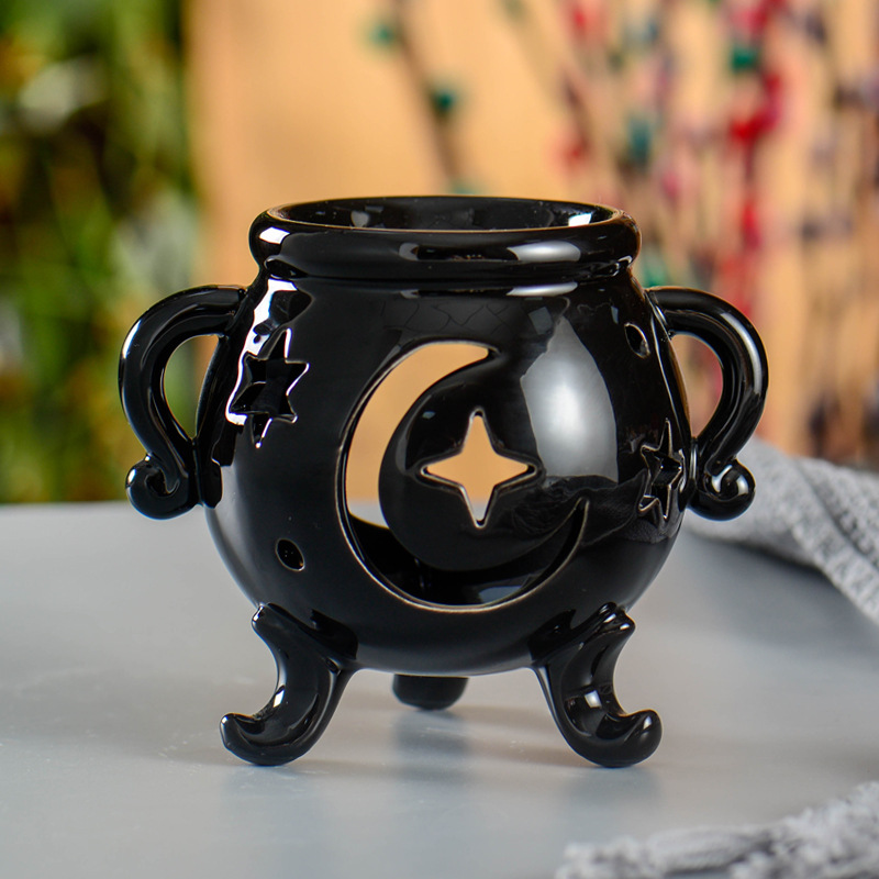 Vela de cerámica Estufa de aromaterapia Lámpara de aromaterapia hueca Lámpara de aceite refinado Dos y Estufa de aceite refinado Artesanía creativa para el hogar