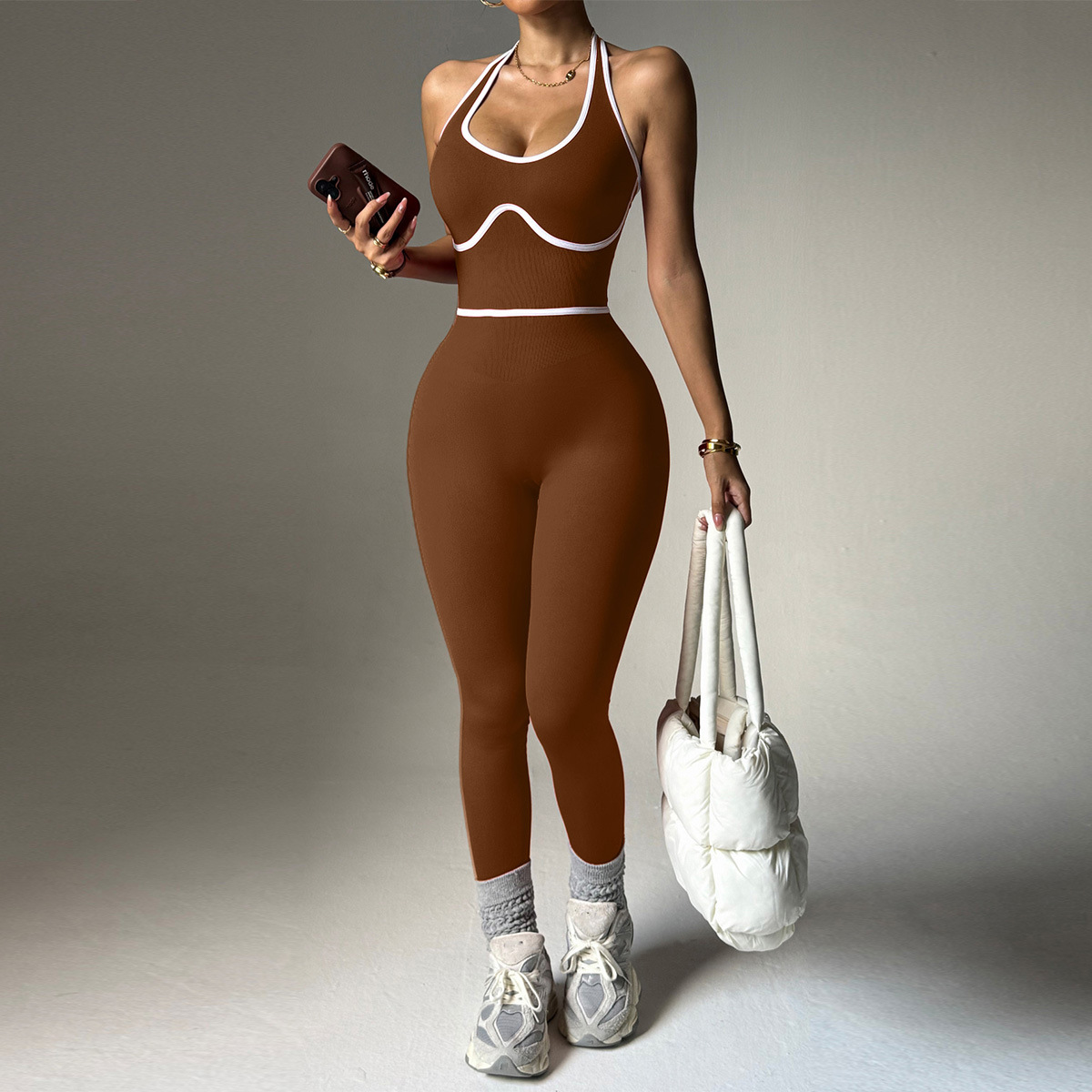 Amazon's New Sports Yoga Clothing Jumpsuit European and American Contrasting Color All-In-One Yoga Pants Suit Fitness Clothing for Women