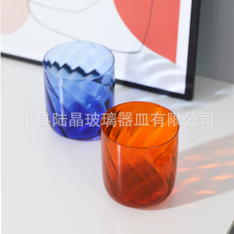 Lu Jing creativo magnífico patrón de color de vidrio taza de agua hogar whisky taza de jugo Internet celebridad soplando taza de agua