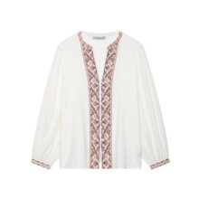 PB&ZA女装2025年夏季新款 时尚复古民族风V领长袖刺绣衬衫5770045