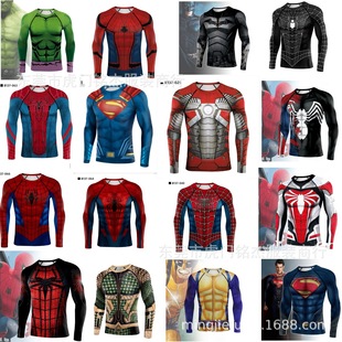 Быстросохнущие герои для спортзала, новая коллекция, Человек-паук, Супермен, косплей, длинный рукав