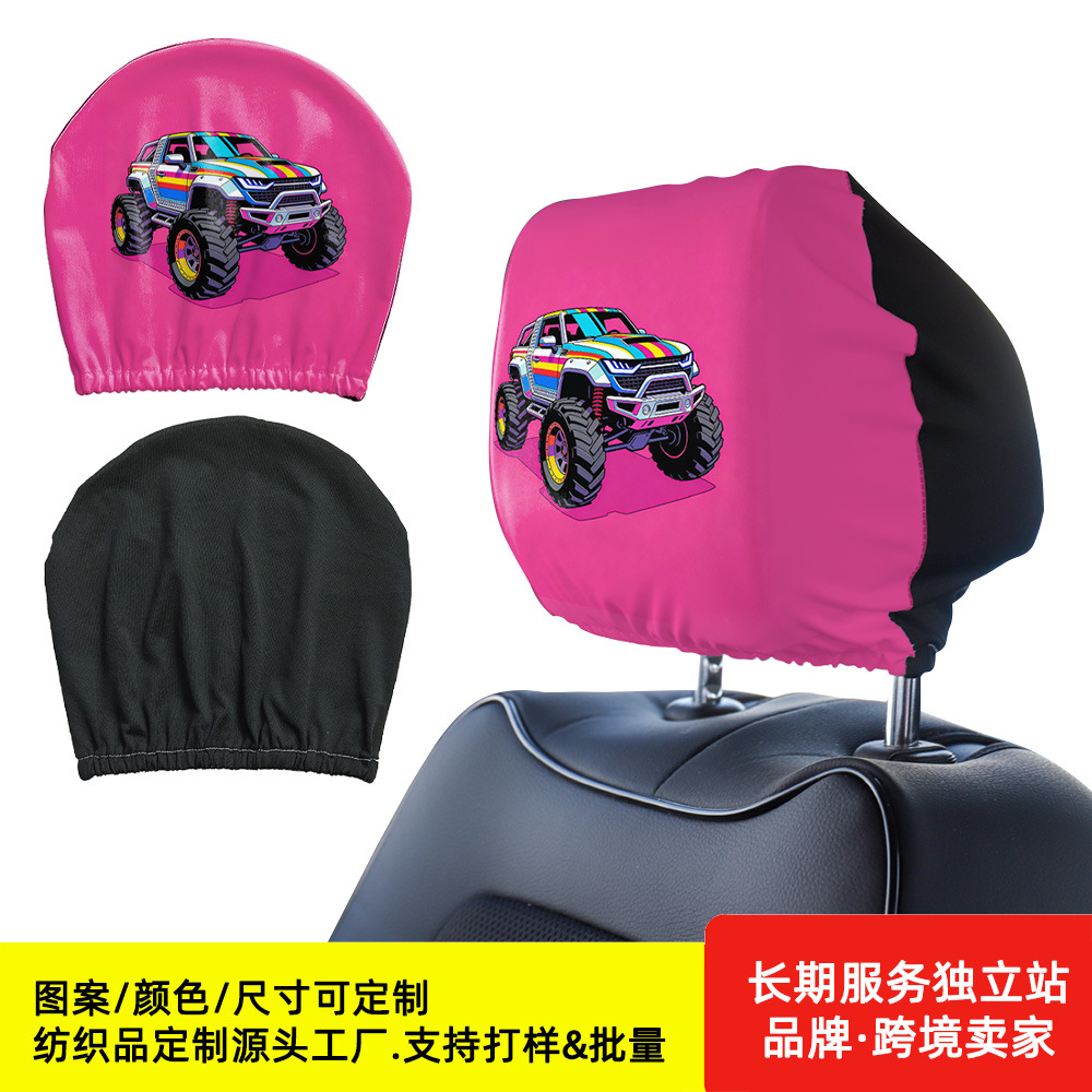 Funda de asiento de coche de tela elástica saludable de 190 g, universal para todas las estaciones, funda de tela publicitaria para asiento de taxi, patrones personalizables.