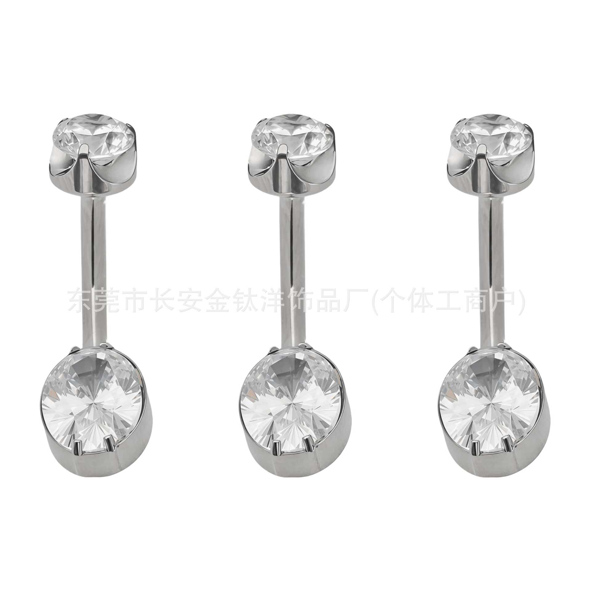 F136 Titanium Internal Thread Water Drop Full Diamond Zircon Navel Piercing Ring G23 Titanium Alloy Body Jewelry detail image 5
