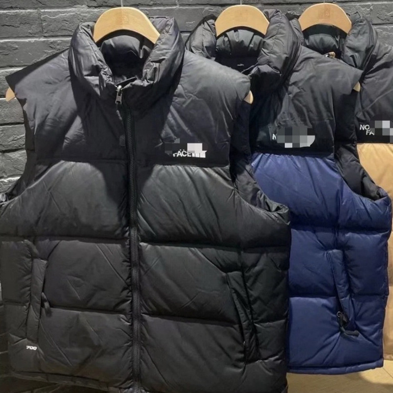 Tnf Same Style Vest Men's and Women's Cotton Vest Embroidered Autumn and Winter Waistcoat Cross-Border Thickeneded Men's Casual Jacket