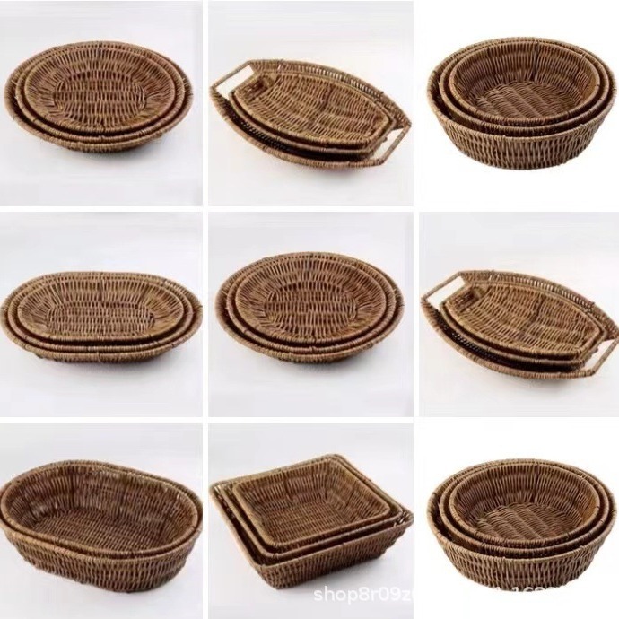 果物かごパンかごスーパーホテル陳列かご展示かご手作り収納かご藤編みかご模造藤編みかご|undefined