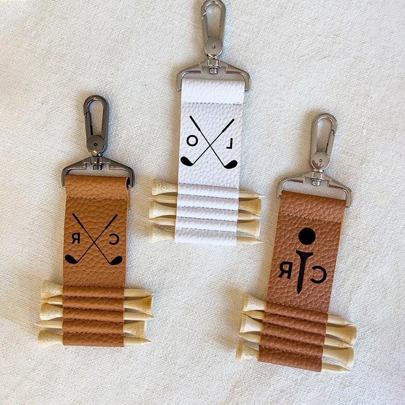 新款高尔夫球钉收纳皮套个性高尔夫球座吊牌户外golf运动球钉