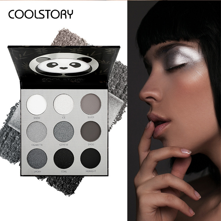 cool story Panda Eyeshadow Nine-Color Black and White Pearl Matte Silver Color-changing Glitter Smoky Halloween Makeup Palette Application Scenario
