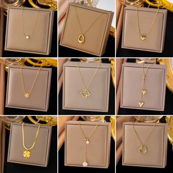 Cross-Border Wholesale Necklace Earrings Jewelry Set 2025 New High-End Titanium Steel Earrings Women's Jewelry Set Wholesale