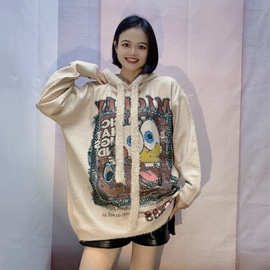 连帽帽衫水貂绒针织衫毛衣女冬宽松休闲时尚简约百搭外穿洋气上衣