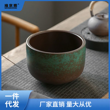 瓷彩美大号茶洗缸复古茶渣缸水盂陶瓷建水茶杯收纳茶桌废水果皮展