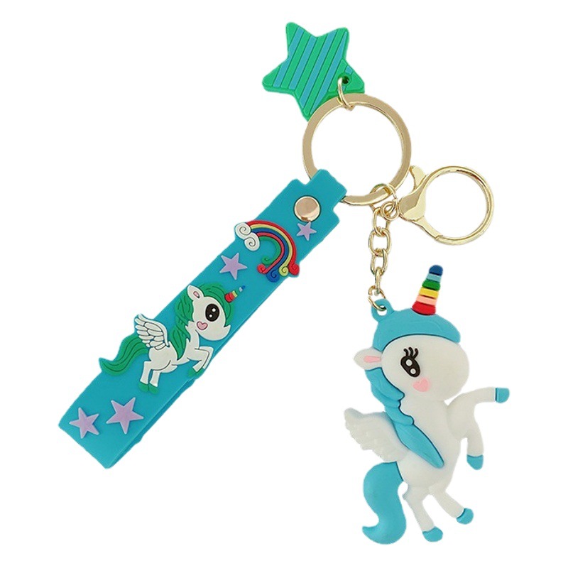 Creativo lindo Arco Iris pony unicornio de dibujos animados bolso del coche llavero hombres y mujeres colgante pequeño regalo