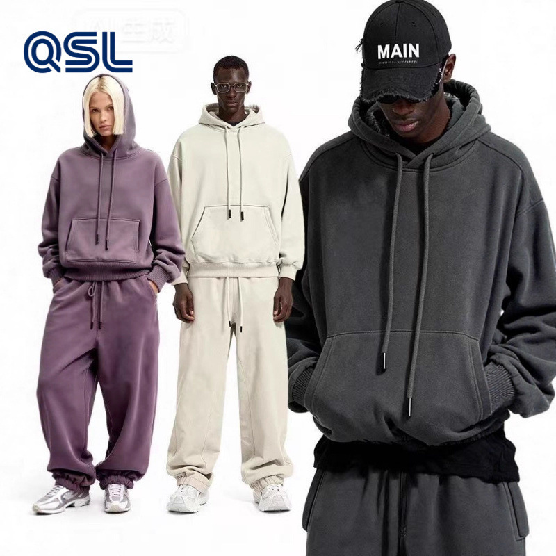 Vintage Trendy Brand Cross-Border Heavyweight Fleece Ins Trendy Men's Sweatshirt Set Autumn and Winter Loose Hoodies Couple Hoodies