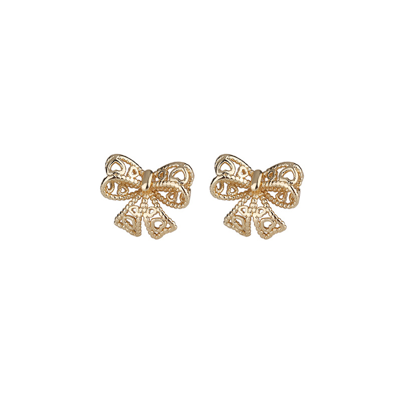 Simple Style Bow Knot Copper Plating Ear Studs 1 Pair display picture 5