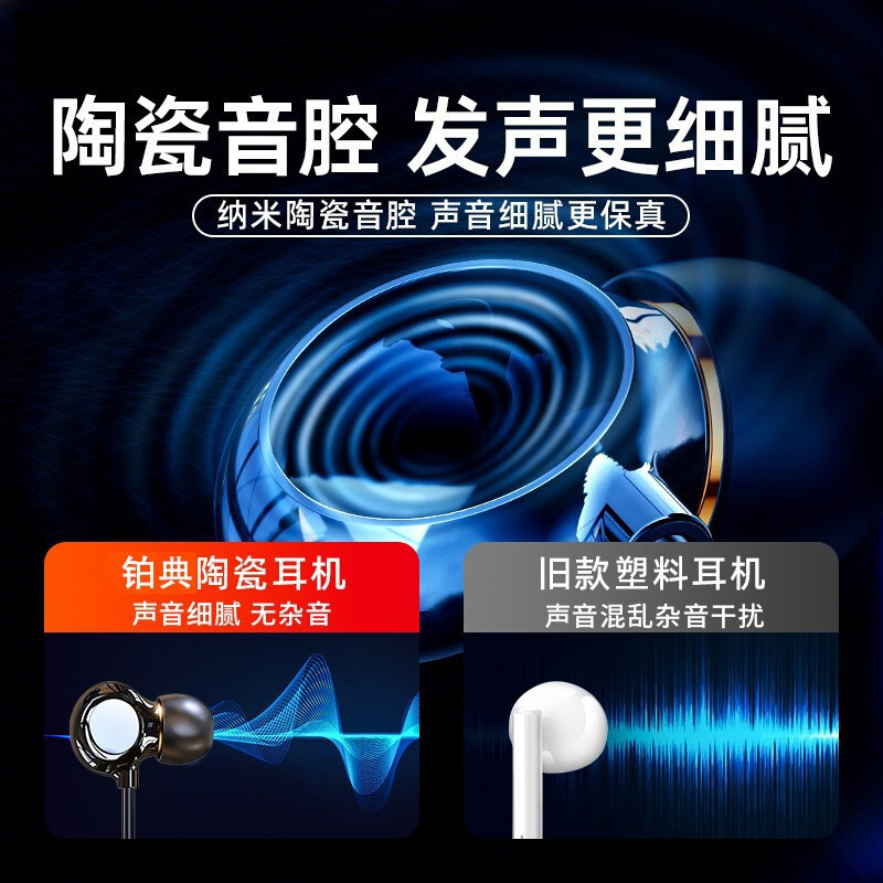八核入耳式陶磁器イヤホンType-c重低音騒音低減電気競争鶏ゲーム3.5mm線制御イヤホン|undefined