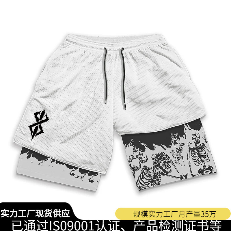 Berserk Guts3D Digital Printing Men's 2-in-1 Double-Layer Export Hot-Selling Sports Shorts for Running Training Berserk Guts3D Digital Printing Men's 2-in-1 Double-Layer Export Hot-Selling Sports Shorts for Running Training