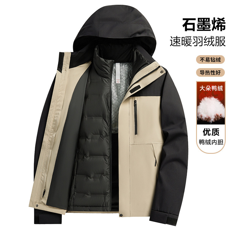 冲锋衣三合一男女款冬装两件套可拆卸防风防水保暖加厚滑雪工作服|undefined