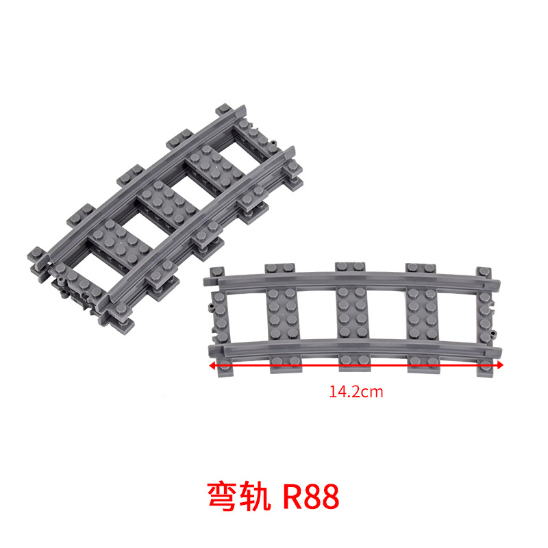 Bloques de construcción de tren de la ciudad Tren de la vía recta carril curvo carril Tenedor carril suave piezas de montaje Juguetes