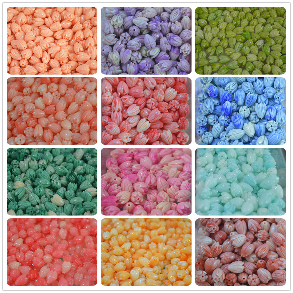 珊瑚贝壳粉压花 7*9野玫瑰 仿玉兰 珠子 手链 配件 发簪 diy饰品