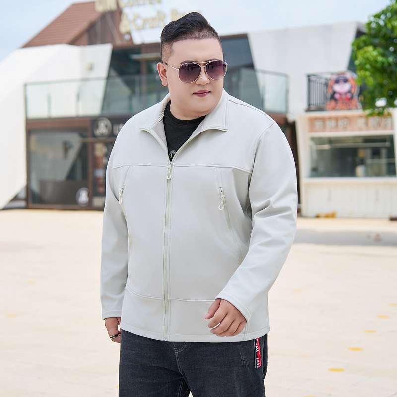 Men's Plus Size Softshell Jacket, Extra Large Stand Collar Coat for Big and Tall Men, Casual Jacket for Dad